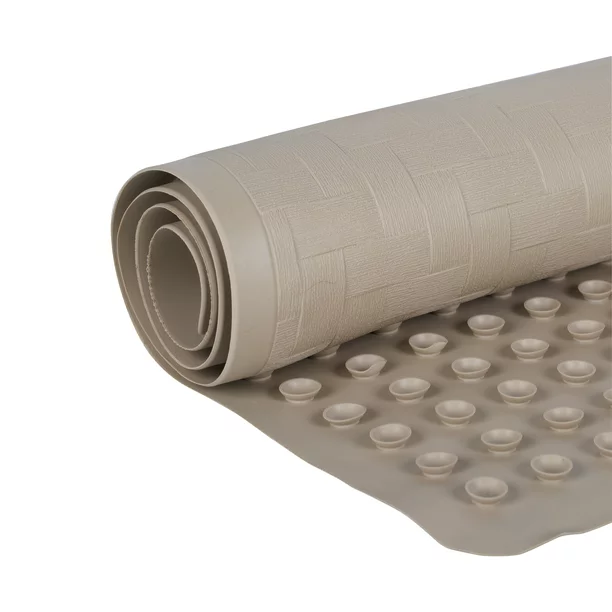 AmyHomie Taupe Rubber Non-Slip Bath Mat, 18 in. x 36 in.Machine Washable Bathroom Mats