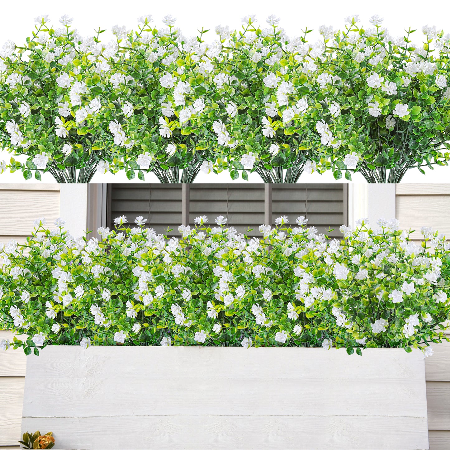 AmyHomie 20 Bundles Artificial Flowers Outdoor UV Resistant Faux Flowers No Fade Fake Plastic Plants Garden Porch Window Box Decorating