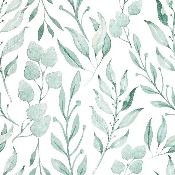 AmyHomie Peel and Stick Wallpaper Floral Wallpaper Green Leaf Self Adhesive Wallpaper,17.7 in x 32.8 ft
