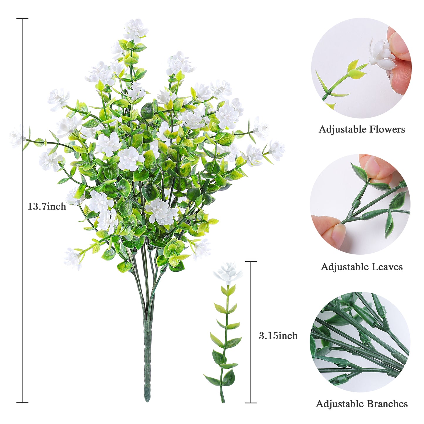 AmyHomie 20 Bundles Artificial Flowers Outdoor UV Resistant Faux Flowers No Fade Fake Plastic Plants Garden Porch Window Box Decorating
