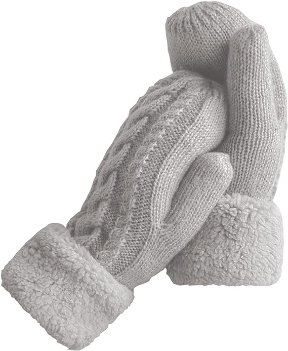 AmyHomie Winter Warm Mittens for Women,Thick Knitted Fingerless Gloves Warm Soft Fleece Lining Cold Weather Gifts