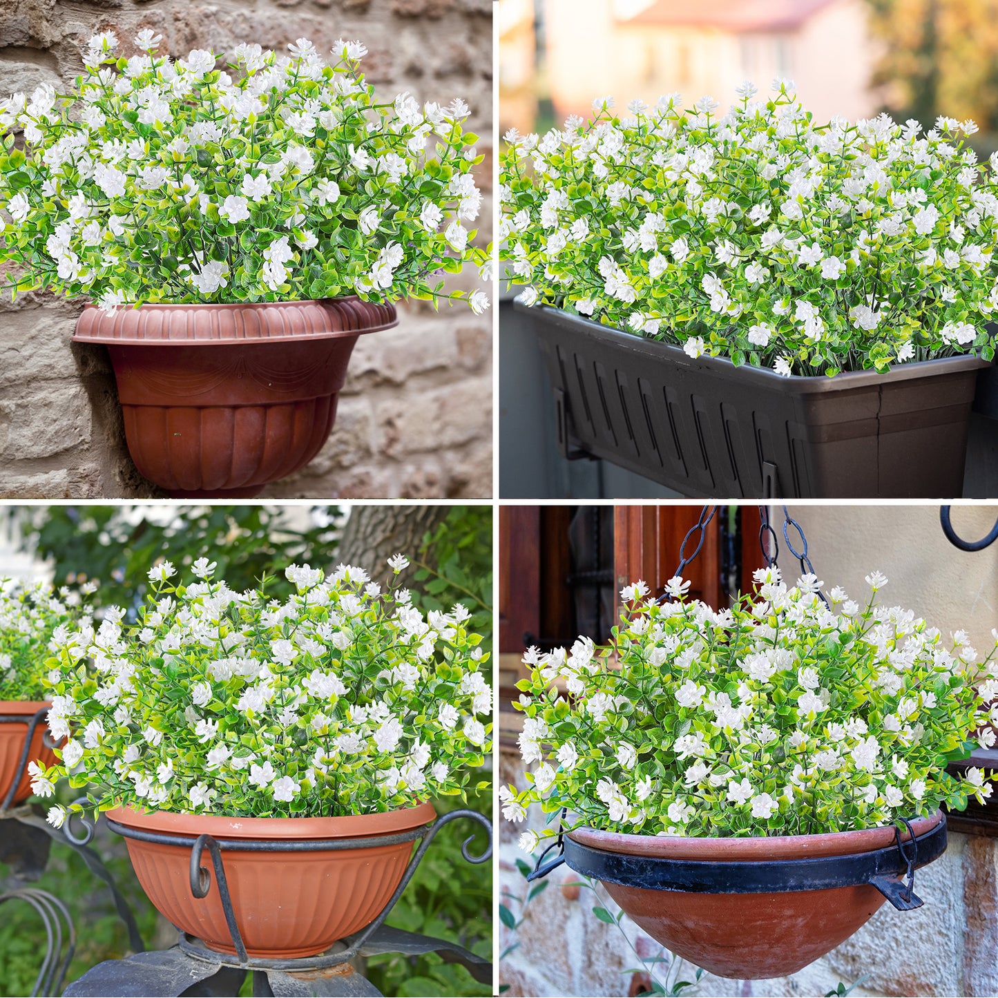 AmyHomie 20 Bundles Artificial Flowers Outdoor UV Resistant Faux Flowers No Fade Fake Plastic Plants Garden Porch Window Box Decorating