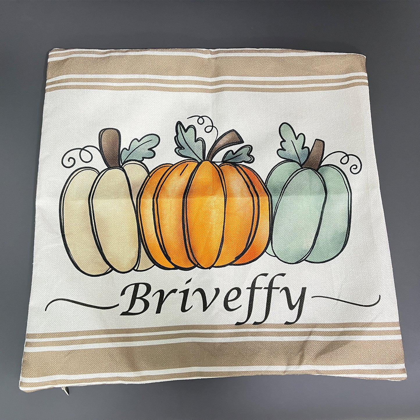 Briveffy Decorative Throw Pillow Covers Square Pumpkin Pillowcase for Couch Sofa Bed Bedroom Living Room, 16x16 Inch,Linen Fabric