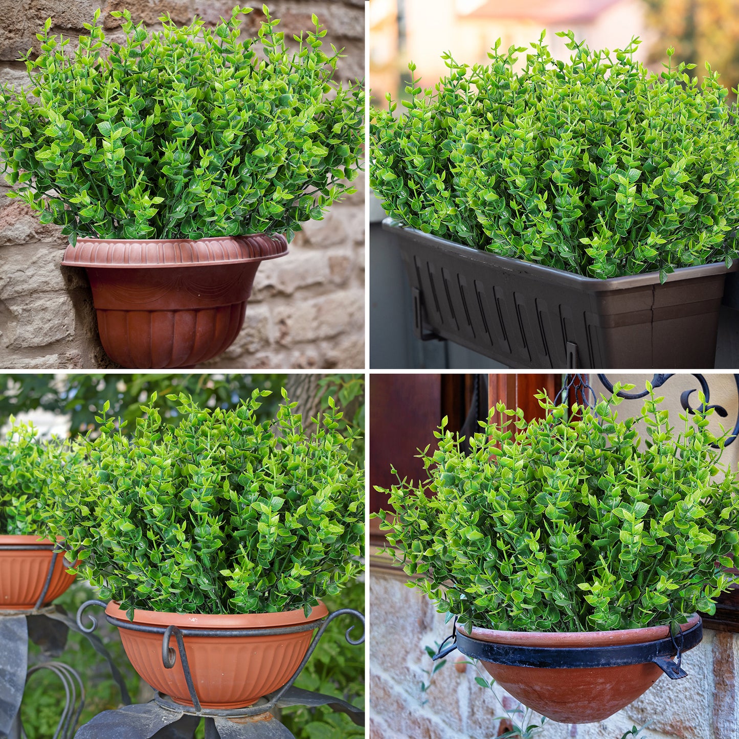 AmyHomie 20 Bundles Artificial Flowers Outdoor UV Resistant Faux Flowers No Fade Fake Plastic Plants Garden Porch Window Box Decorating