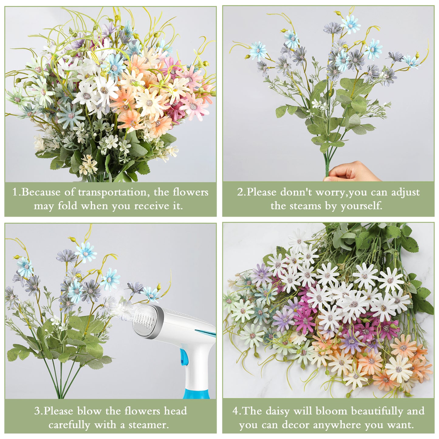 AmyHomie Artificial Flowers, Silk Daisy, Artificial Gerber Daisy for Home Decoration, Artificial Daisy for Wedding Decoration
