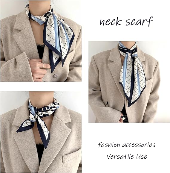 AmyHomie Fashion Satin Scarf for Hair Beach Head Wraps Neck Scarves for Women Lightweight Handbag Accessories