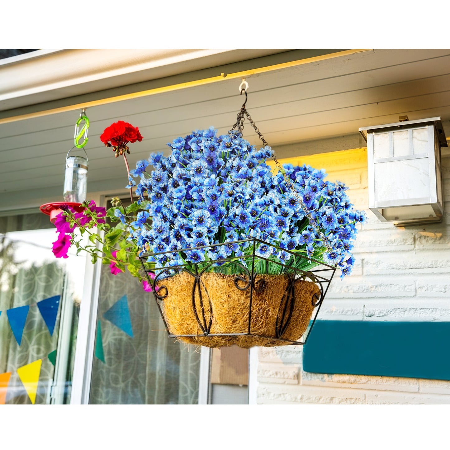 AmyHomie 20 Bundles Artificial Flowers Outdoor UV Resistant Faux Flowers No Fade Fake Plastic Plants Garden Porch Window Box Decorating