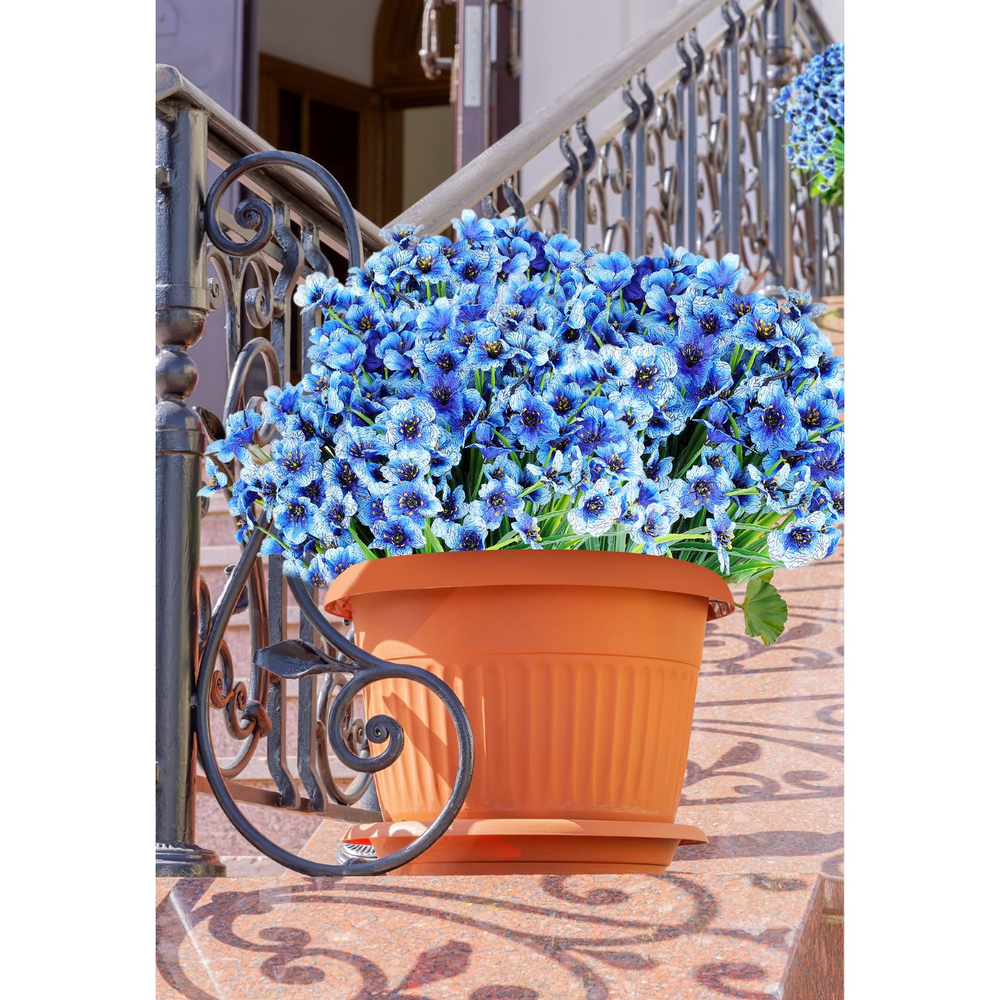 AmyHomie 20 Bundles Artificial Flowers Outdoor UV Resistant Faux Flowers No Fade Fake Plastic Plants Garden Porch Window Box Decorating