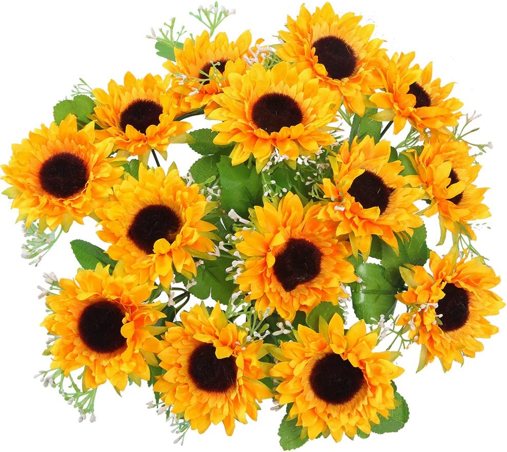 AmyHomie Artificial Flowers, Artificial Sunflower Bouquets, Fake Flowers for Baby Shower Home Decoration Wedding Decor, Bride Holding Flowers,DIY Garden Craft Art Decor