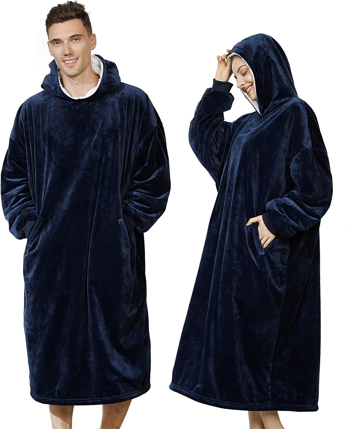 AmyHomie Blanket Sweatshirt,Oversized Sherpa Hooded Sweatshirt Blanket,Fleecehug Hoodie Wearable Blanket with Pocket for Adults & Kids & Teens