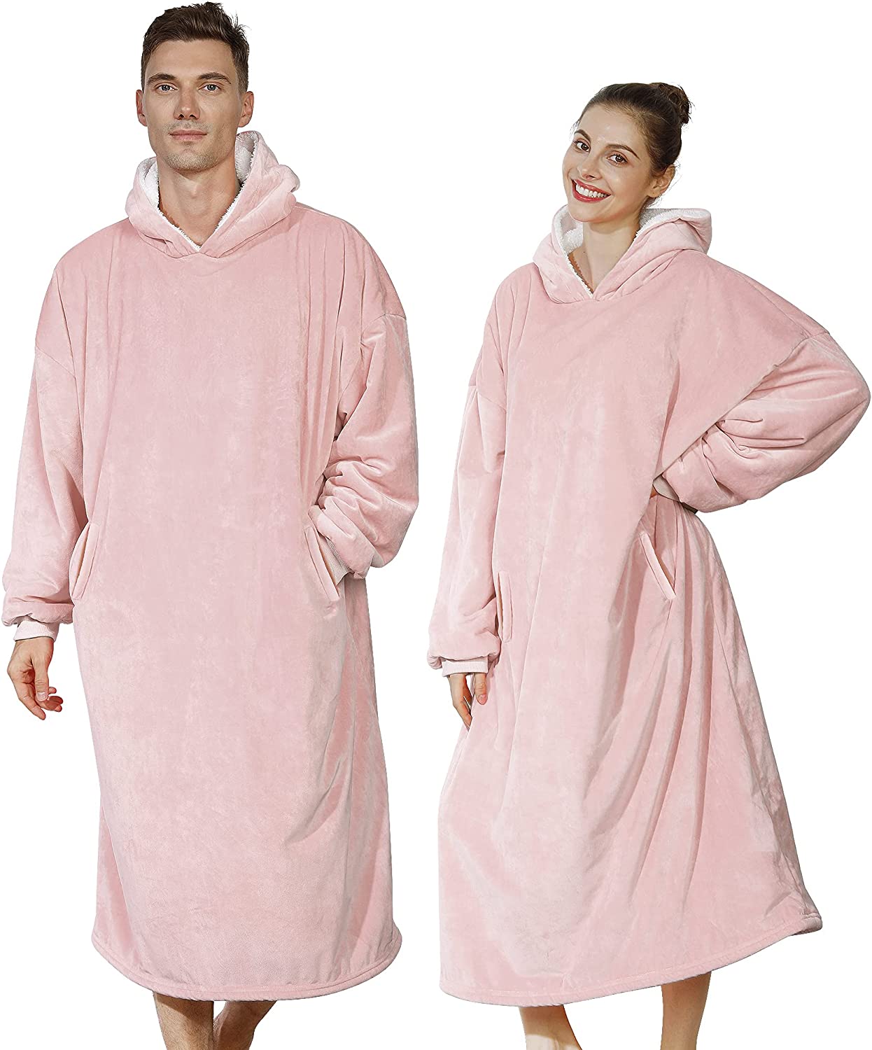 AmyHomie Blanket Sweatshirt,Oversized Sherpa Hooded Sweatshirt Blanket,Fleecehug Hoodie Wearable Blanket with Pocket for Adults & Kids & Teens