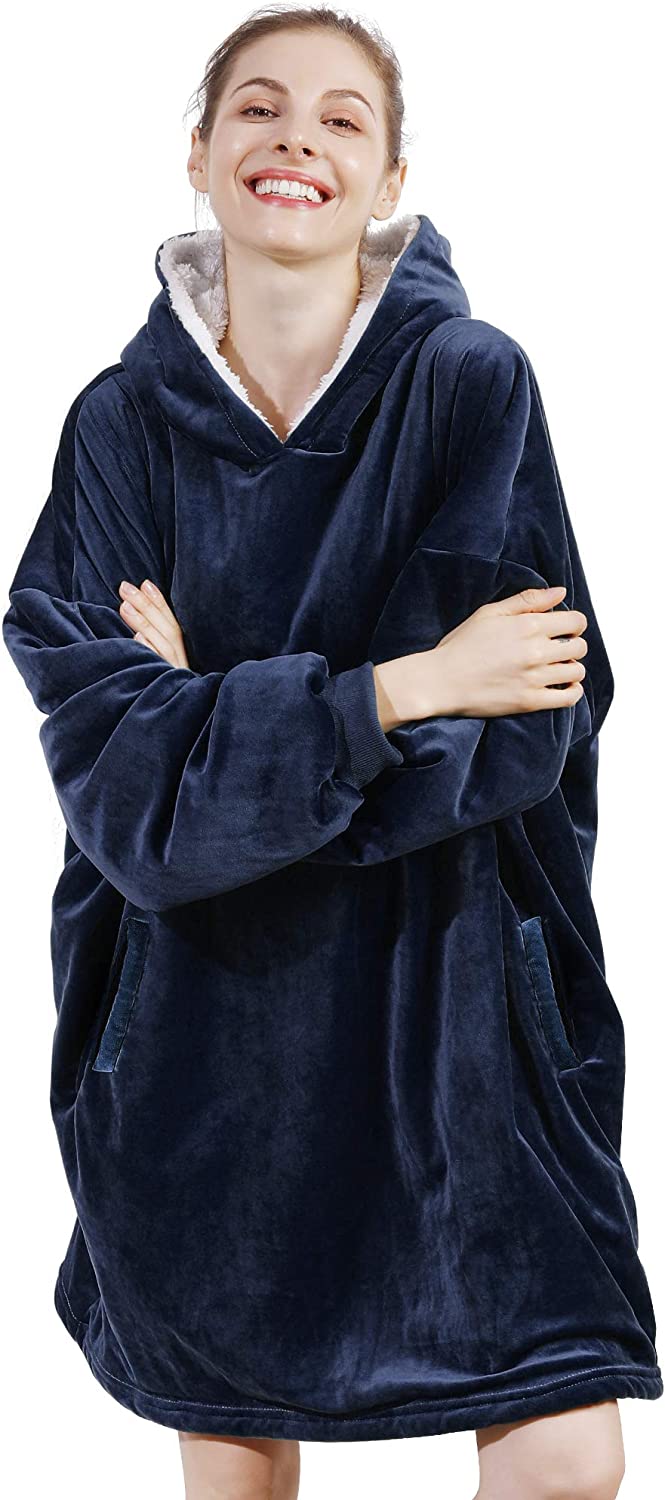 AmyHomie Blanket Sweatshirt,Oversized Sherpa Hooded Sweatshirt Blanket,Fleecehug Hoodie Wearable Blanket with Pocket for Adults & Kids & Teens