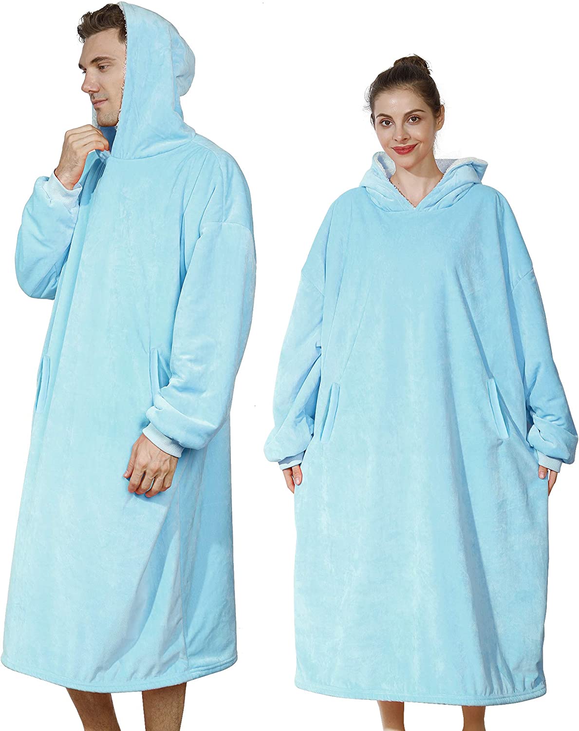 AmyHomie Blanket Sweatshirt,Oversized Sherpa Hooded Sweatshirt Blanket,Fleecehug Hoodie Wearable Blanket with Pocket for Adults & Kids & Teens