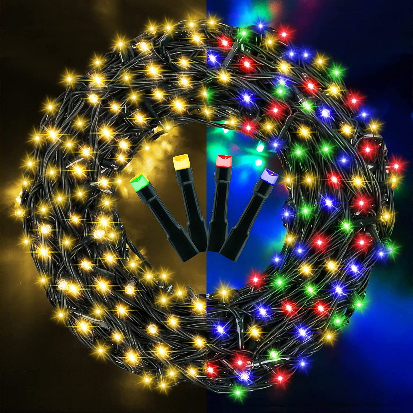 AmyHomie Blue Christmas Lights, 108Ft 300LED Halloween Lights Outdoor Waterproof, End-to-End Indoor Fairy Decorative Lights for Wedding, Party, Halloween Christmas Decor