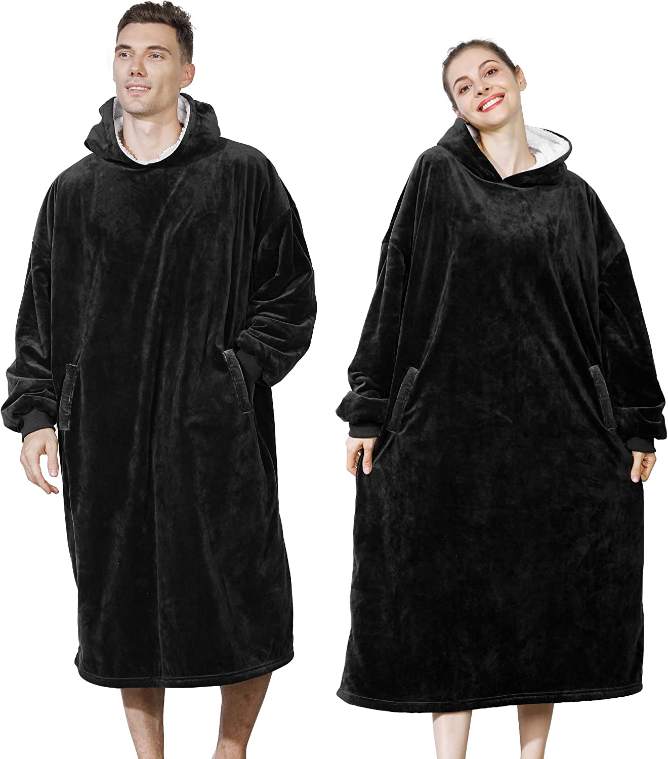 AmyHomie Blanket Sweatshirt,Oversized Sherpa Hooded Sweatshirt Blanket,Fleecehug Hoodie Wearable Blanket with Pocket for Adults & Kids & Teens