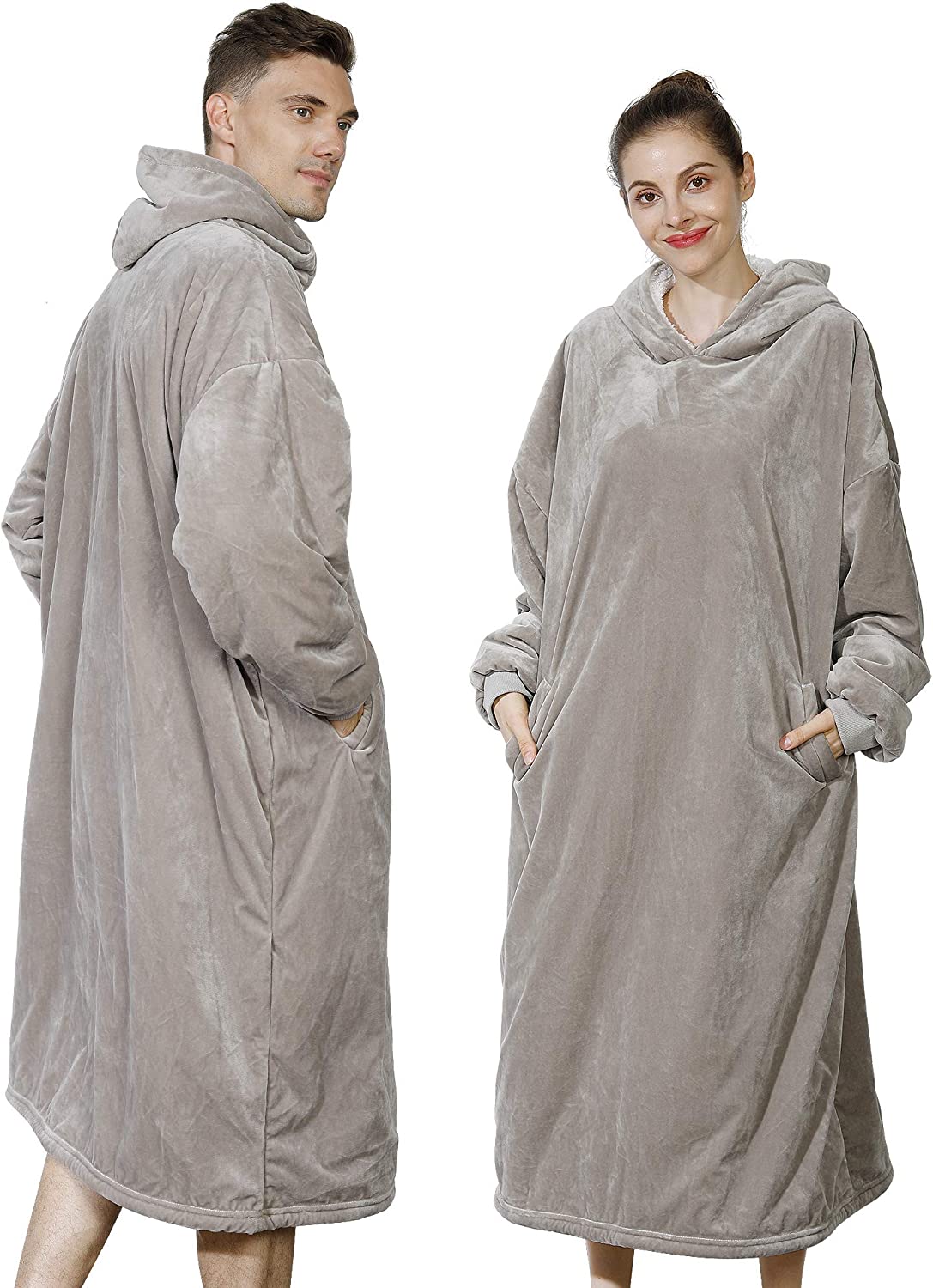 AmyHomie Blanket Sweatshirt,Oversized Sherpa Hooded Sweatshirt Blanket,Fleecehug Hoodie Wearable Blanket with Pocket for Adults & Kids & Teens