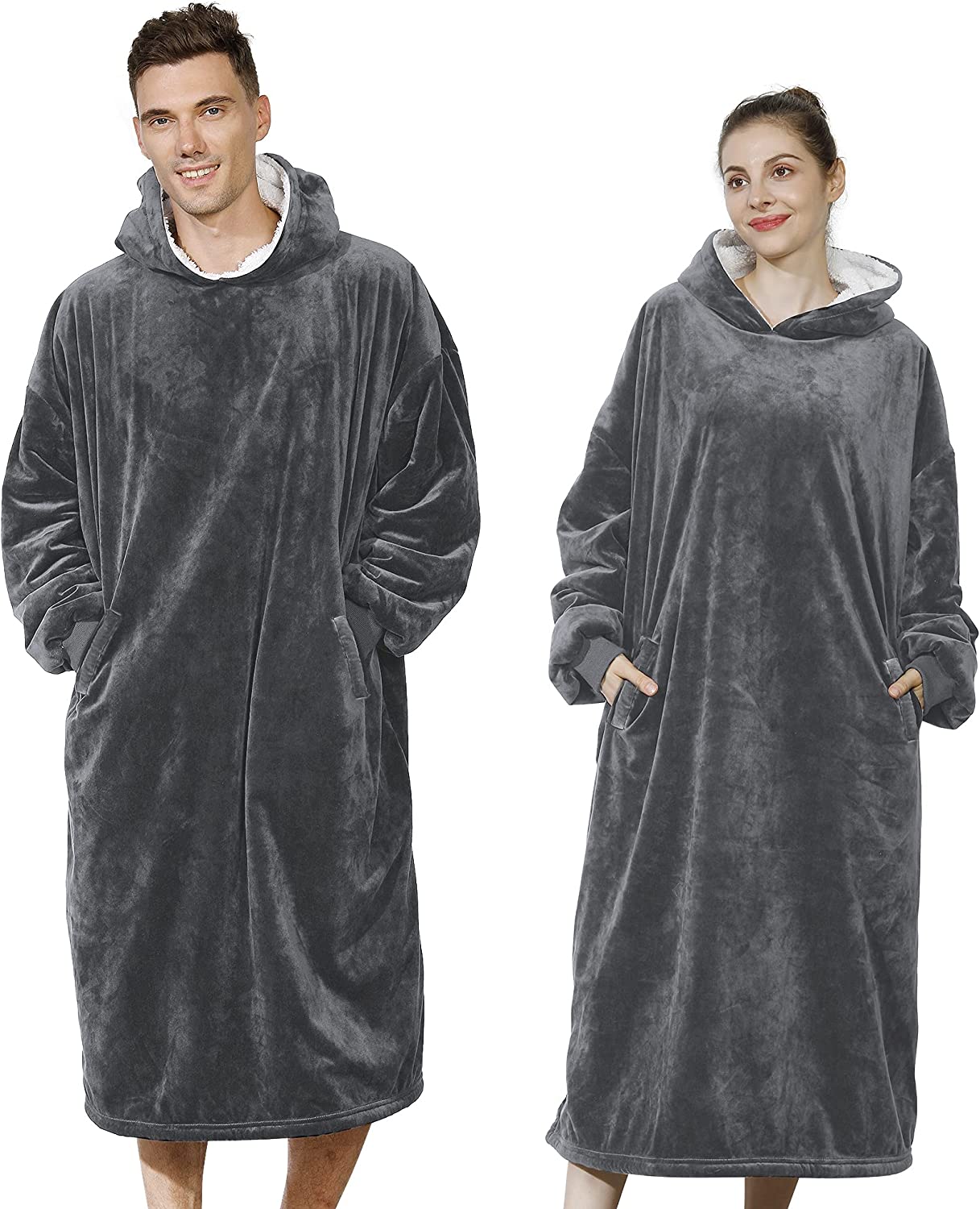 AmyHomie Blanket Sweatshirt,Oversized Sherpa Hooded Sweatshirt Blanket,Fleecehug Hoodie Wearable Blanket with Pocket for Adults & Kids & Teens