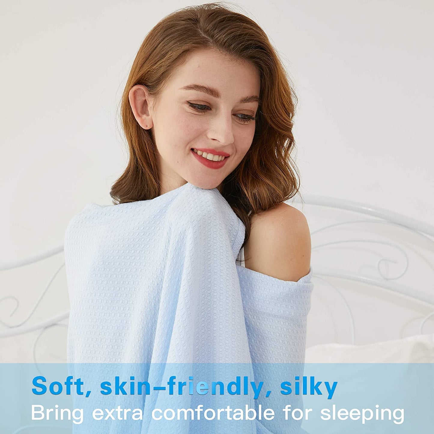 AmyHomie Cooling Blanket, 100% Bamboo Blankets for Hot Sleepers Night Sweats, Lightweight Breathable Summer Cool Blankets for Bed Couch All Season Use, with Laundry Bag Gift