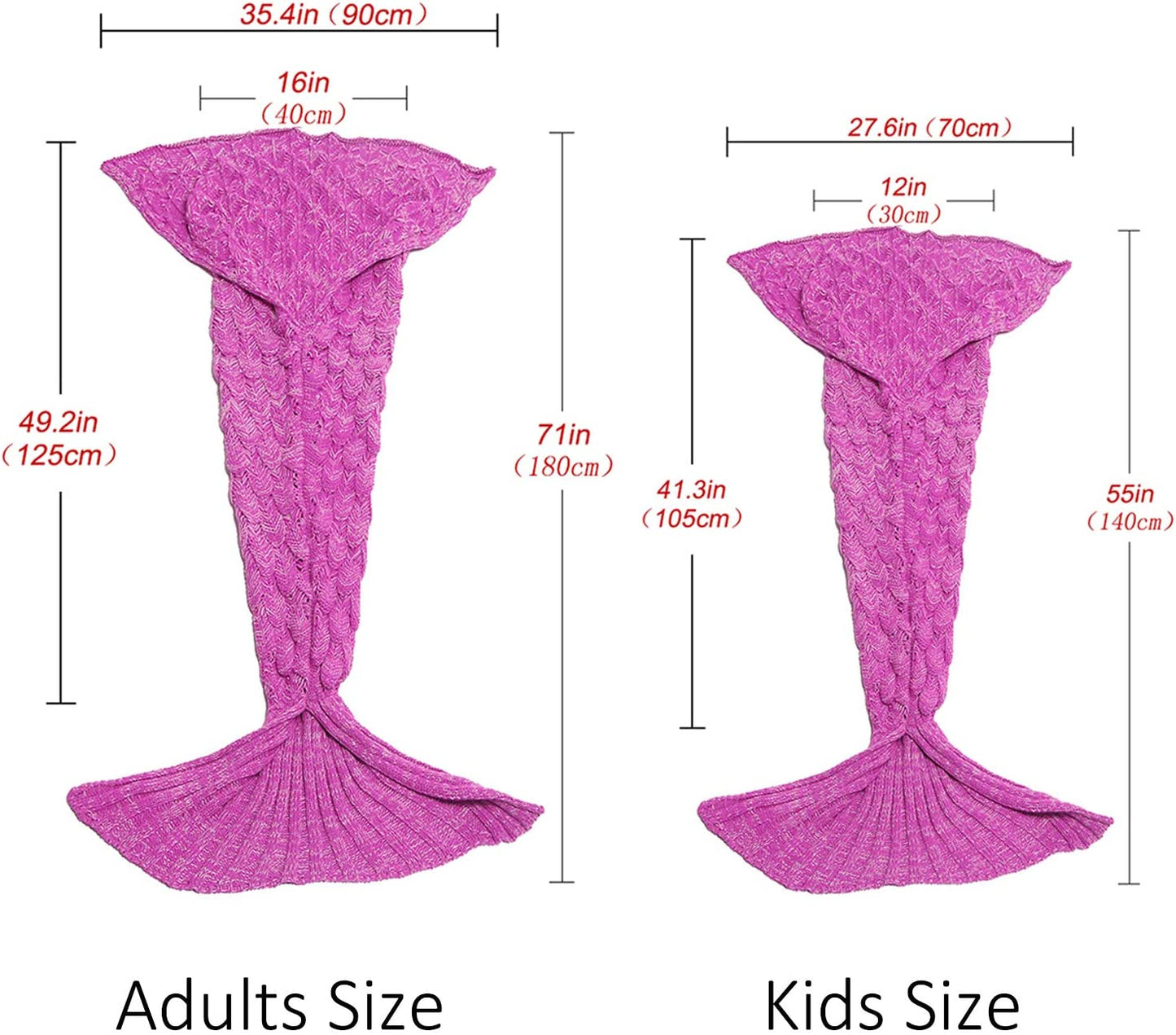 AmyHomie Mermaid Tail Blanket, Soft Crochet Sleeping Blanket for Kids Adults, Mermaid Gift for Girls