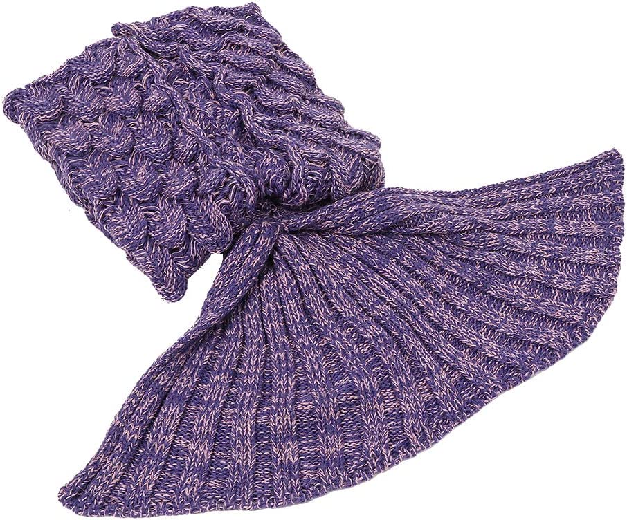 AmyHomie Mermaid Tail Blanket, Soft Crochet Sleeping Blanket for Kids Adults, Mermaid Gift for Girls