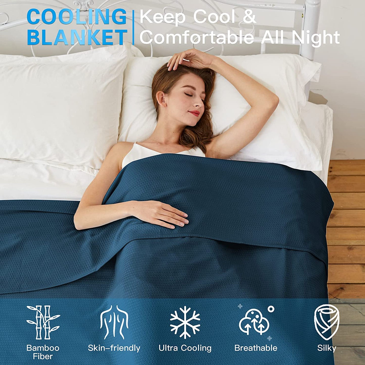 AmyHomie Cooling Blanket, 100% Bamboo Blankets for Hot Sleepers Night Sweats, Lightweight Breathable Summer Cool Blankets for Bed Couch All Season Use, with Laundry Bag Gift