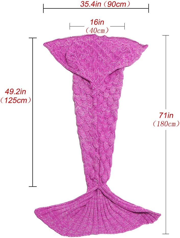 AmyHomie Mermaid Tail Blanket, Soft Crochet Sleeping Blanket for Kids Adults, Mermaid Gift for Girls