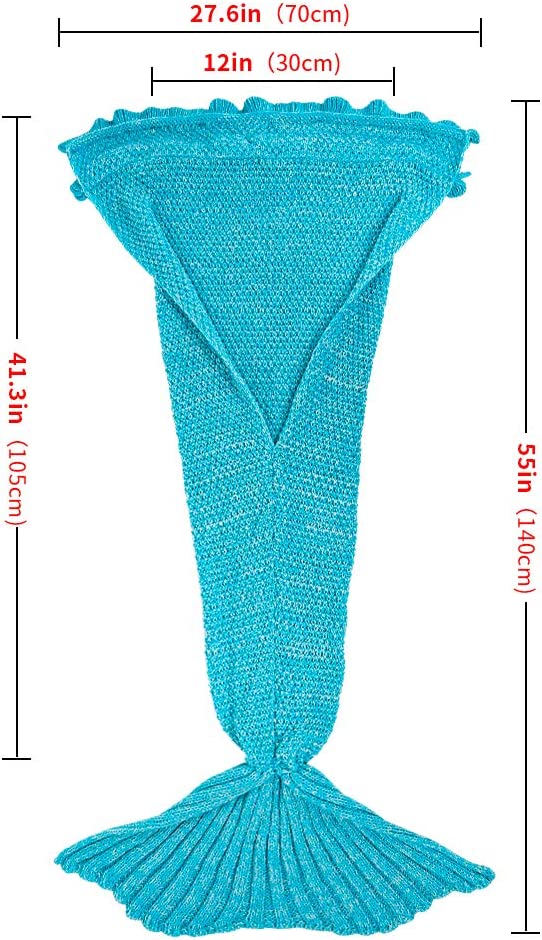 AmyHomie Mermaid Tail Blanket, Soft Crochet Sleeping Blanket for Kids Adults, Mermaid Gift for Girls