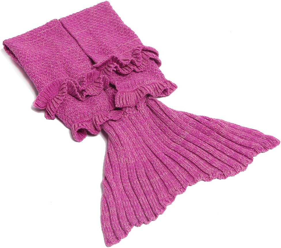 AmyHomie Mermaid Tail Blanket, Soft Crochet Sleeping Blanket for Kids Adults, Mermaid Gift for Girls