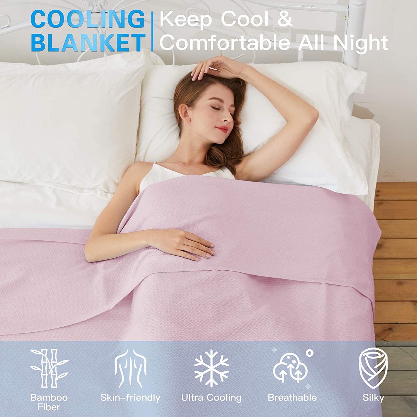 AmyHomie Cooling Blanket, 100% Bamboo Blankets for Hot Sleepers Night Sweats, Lightweight Breathable Summer Cool Blankets for Bed Couch All Season Use, with Laundry Bag Gift