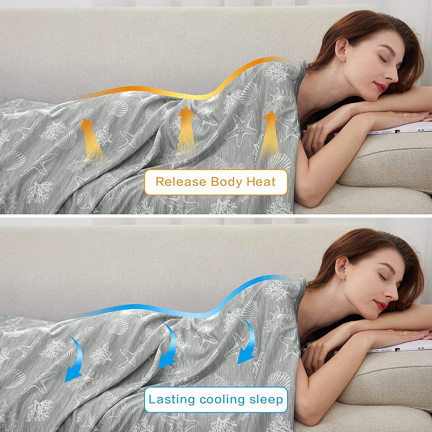 AmyHomie Cooling Blanket, Upgraded Summer Cooling Blankets with Double Sided Cold Effect, Breathable Lightweight Cool Blankets for Hot Sleepers Can Be Dried at Low Heat