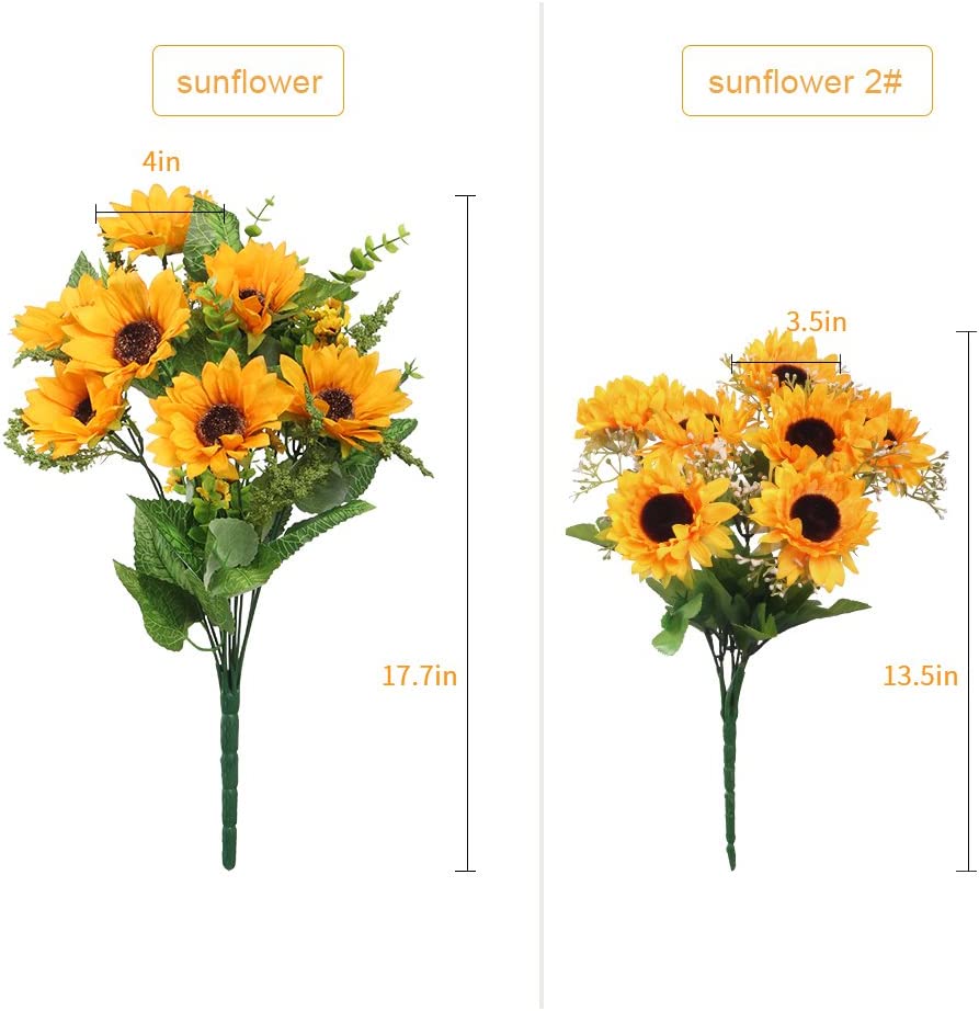 AmyHomie Artificial Flowers, Artificial Sunflower Bouquets, Fake Flowers for Baby Shower Home Decoration Wedding Decor, Bride Holding Flowers,DIY Garden Craft Art Decor