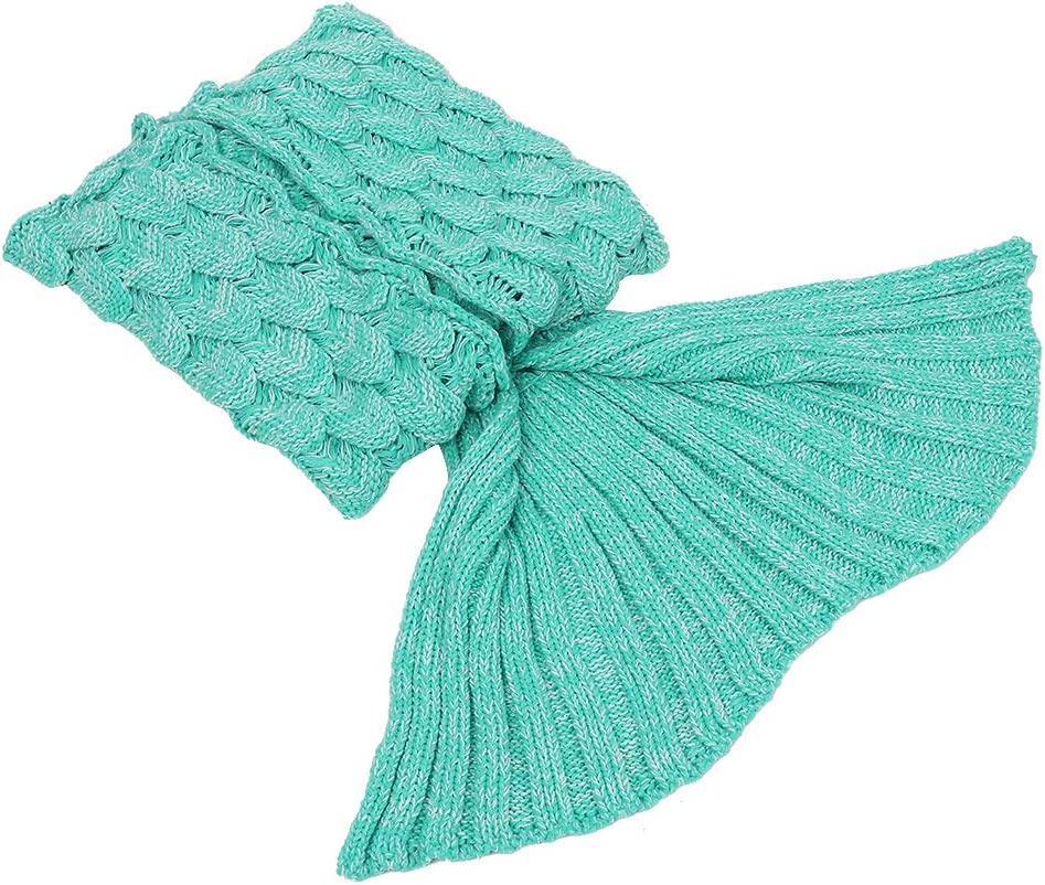 AmyHomie Mermaid Tail Blanket, Soft Crochet Sleeping Blanket for Kids Adults, Mermaid Gift for Girls