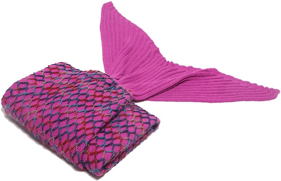 AmyHomie Mermaid Tail Blanket, Soft Crochet Sleeping Blanket for Kids Adults, Mermaid Gift for Girls