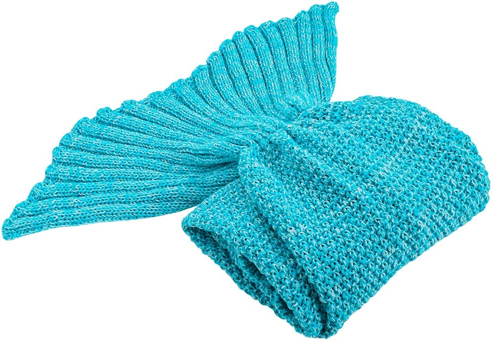 AmyHomie Mermaid Tail Blanket, Soft Crochet Sleeping Blanket for Kids Adults, Mermaid Gift for Girls