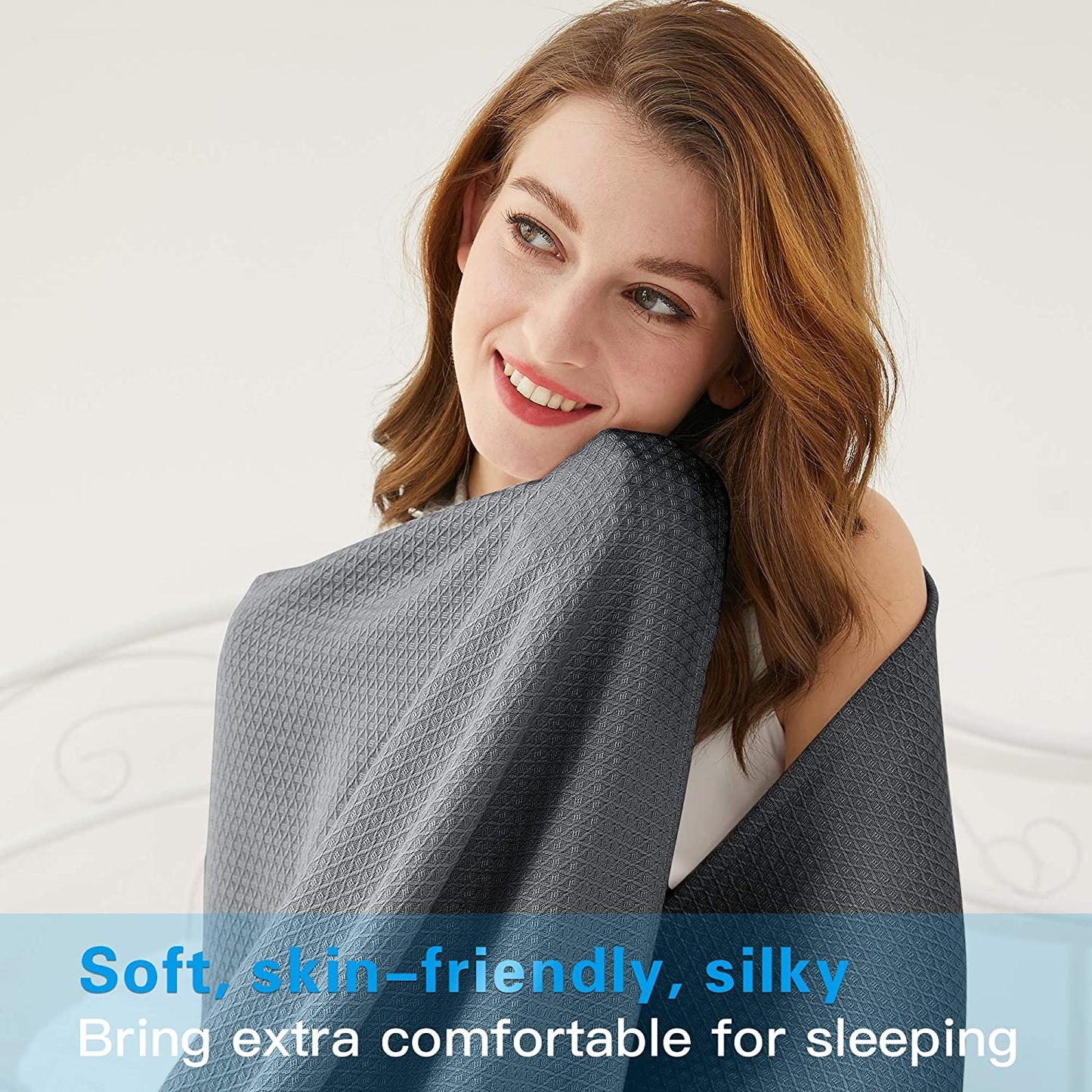 AmyHomie Cooling Blanket, 100% Bamboo Blankets for Hot Sleepers Night Sweats, Lightweight Breathable Summer Cool Blankets for Bed Couch All Season Use, with Laundry Bag Gift