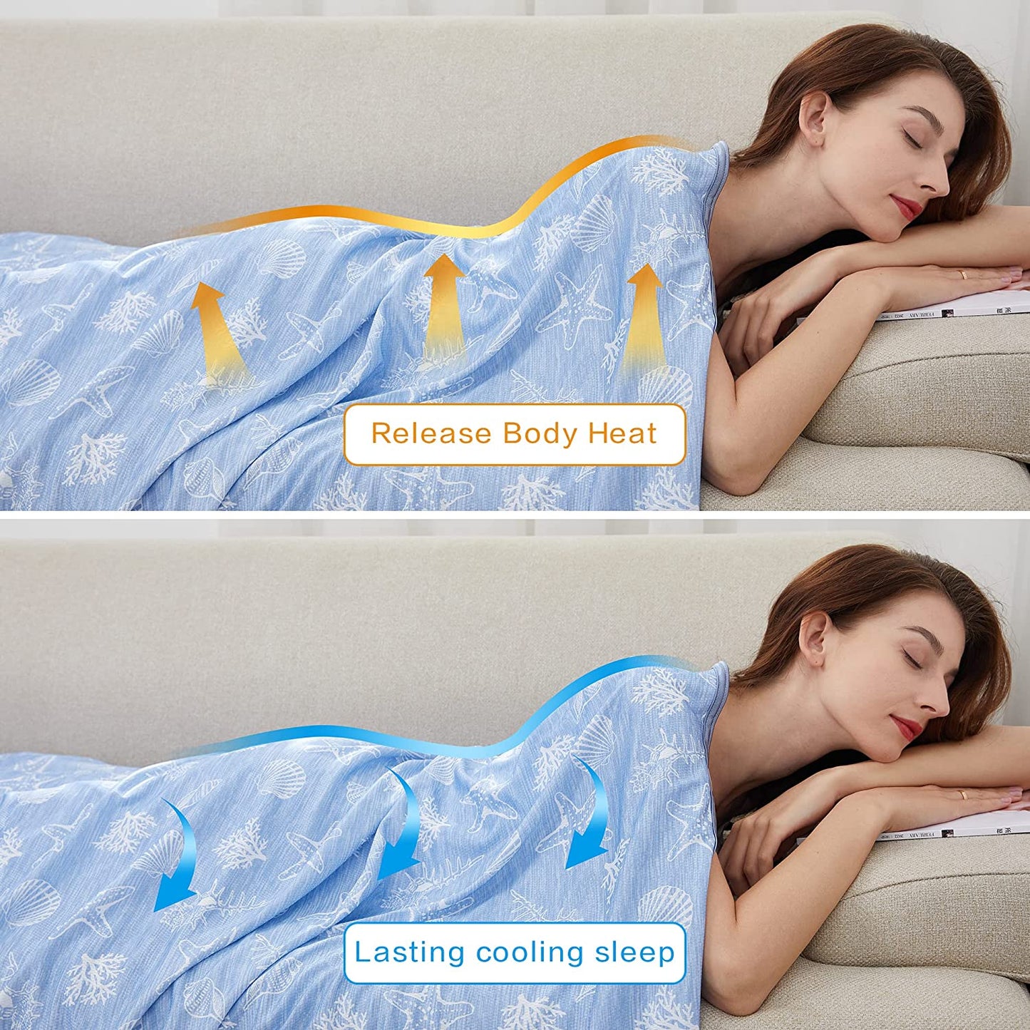AmyHomie Cooling Blanket, Upgraded Summer Cooling Blankets with Double Sided Cold Effect, Breathable Lightweight Cool Blankets for Hot Sleepers Can Be Dried at Low Heat
