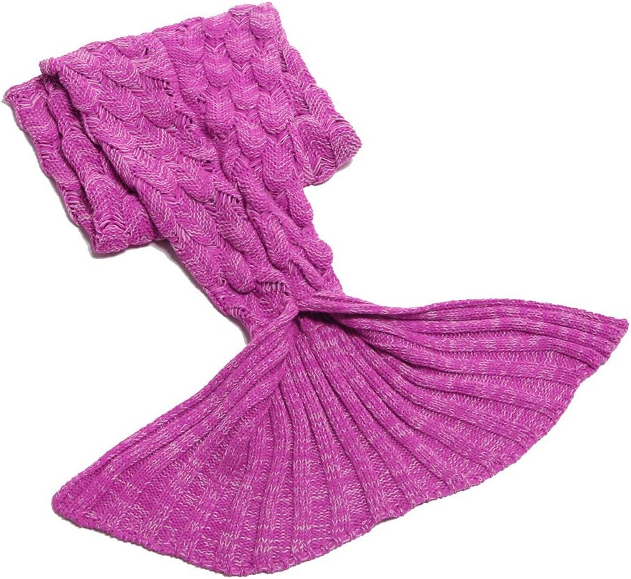 AmyHomie Mermaid Tail Blanket, Soft Crochet Sleeping Blanket for Kids Adults, Mermaid Gift for Girls