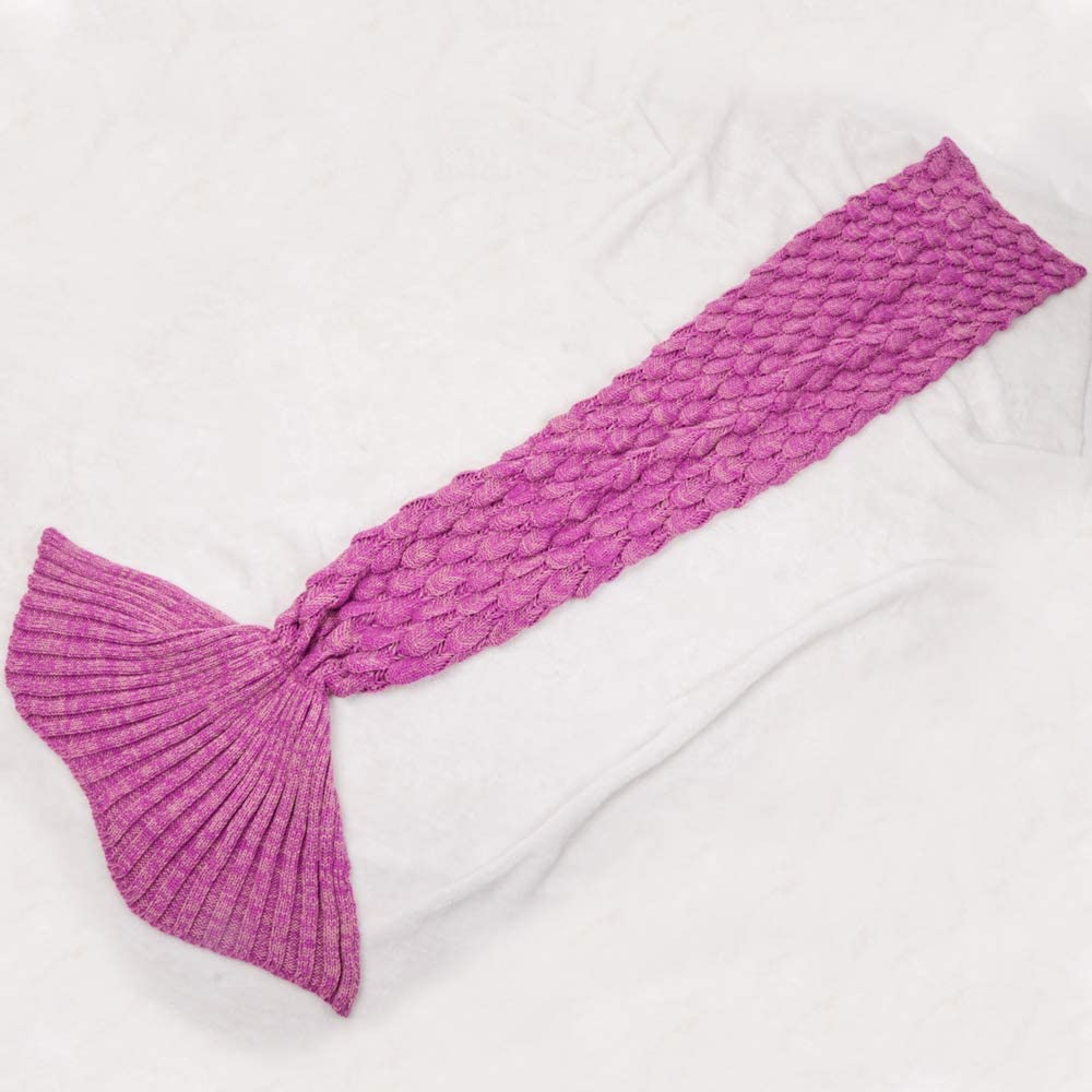 AmyHomie Mermaid Tail Blanket, Soft Crochet Sleeping Blanket for Kids Adults, Mermaid Gift for Girls