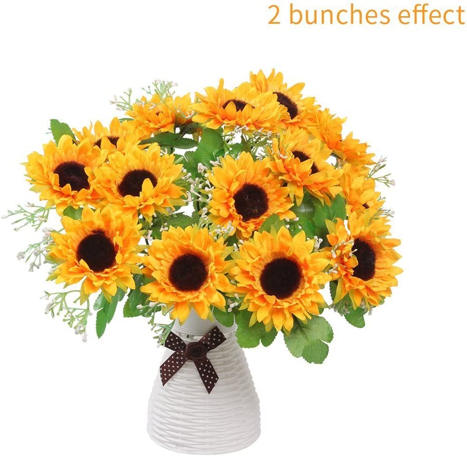 AmyHomie Artificial Flowers, Artificial Sunflower Bouquets, Fake Flowers for Baby Shower Home Decoration Wedding Decor, Bride Holding Flowers,DIY Garden Craft Art Decor