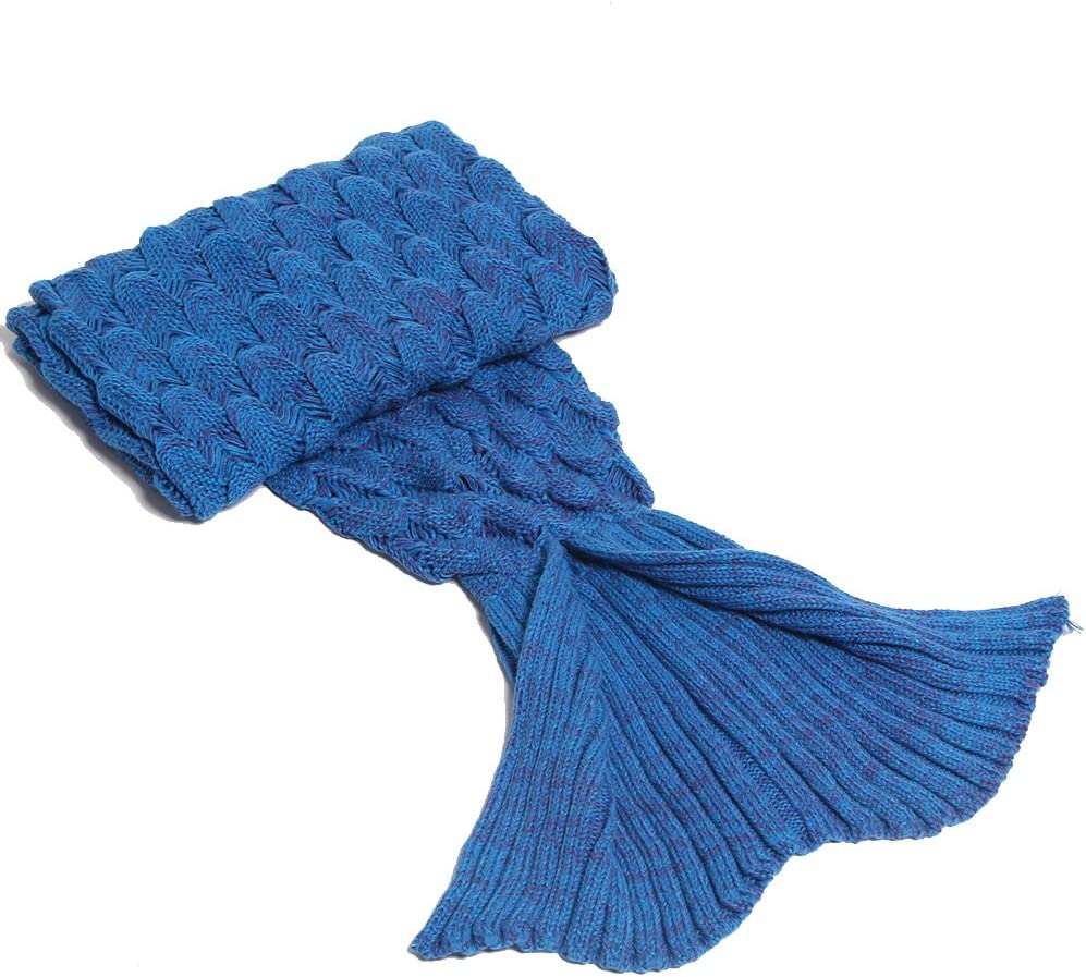 AmyHomie Mermaid Tail Blanket, Soft Crochet Sleeping Blanket for Kids Adults, Mermaid Gift for Girls