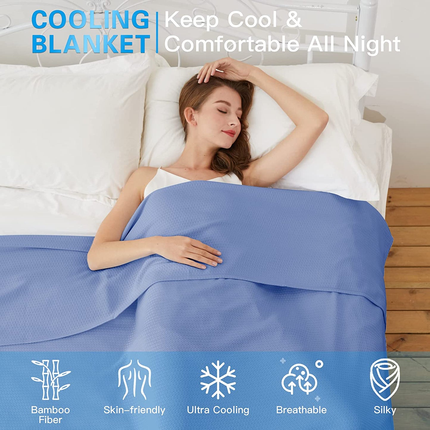 AmyHomie Cooling Blanket, 100% Bamboo Blankets for Hot Sleepers Night Sweats, Lightweight Breathable Summer Cool Blankets for Bed Couch All Season Use, with Laundry Bag Gift