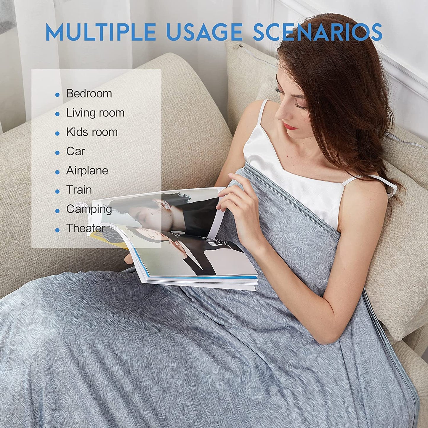 AmyHomie Cooling Blanket, Upgraded Summer Cooling Blankets with Double Sided Cold Effect, Breathable Lightweight Cool Blankets for Hot Sleepers Can Be Dried at Low Heat
