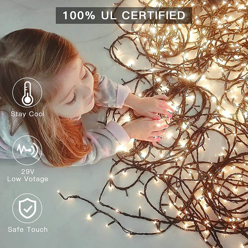 AmyHomie Blue Christmas Lights, 108Ft 300LED Halloween Lights Outdoor Waterproof, End-to-End Indoor Fairy Decorative Lights for Wedding, Party, Halloween Christmas Decor
