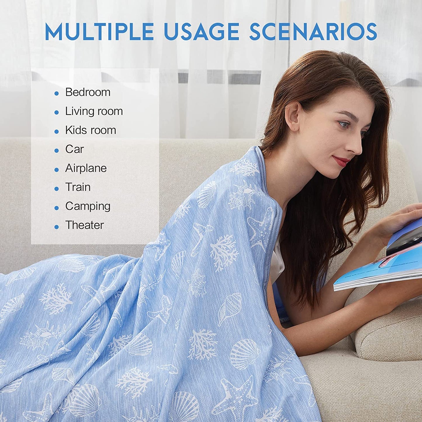 AmyHomie Cooling Blanket, Upgraded Summer Cooling Blankets with Double Sided Cold Effect, Breathable Lightweight Cool Blankets for Hot Sleepers Can Be Dried at Low Heat