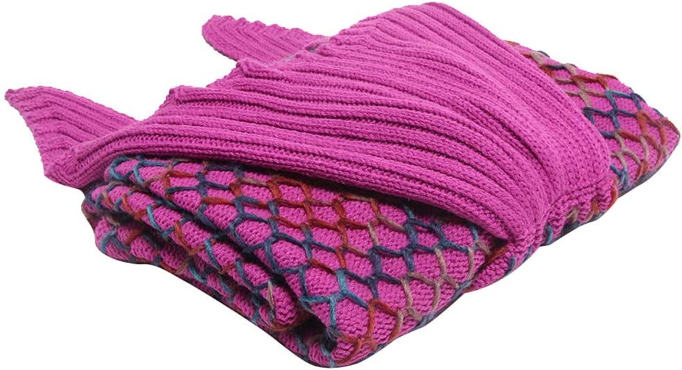 AmyHomie Mermaid Tail Blanket, Soft Crochet Sleeping Blanket for Kids Adults, Mermaid Gift for Girls