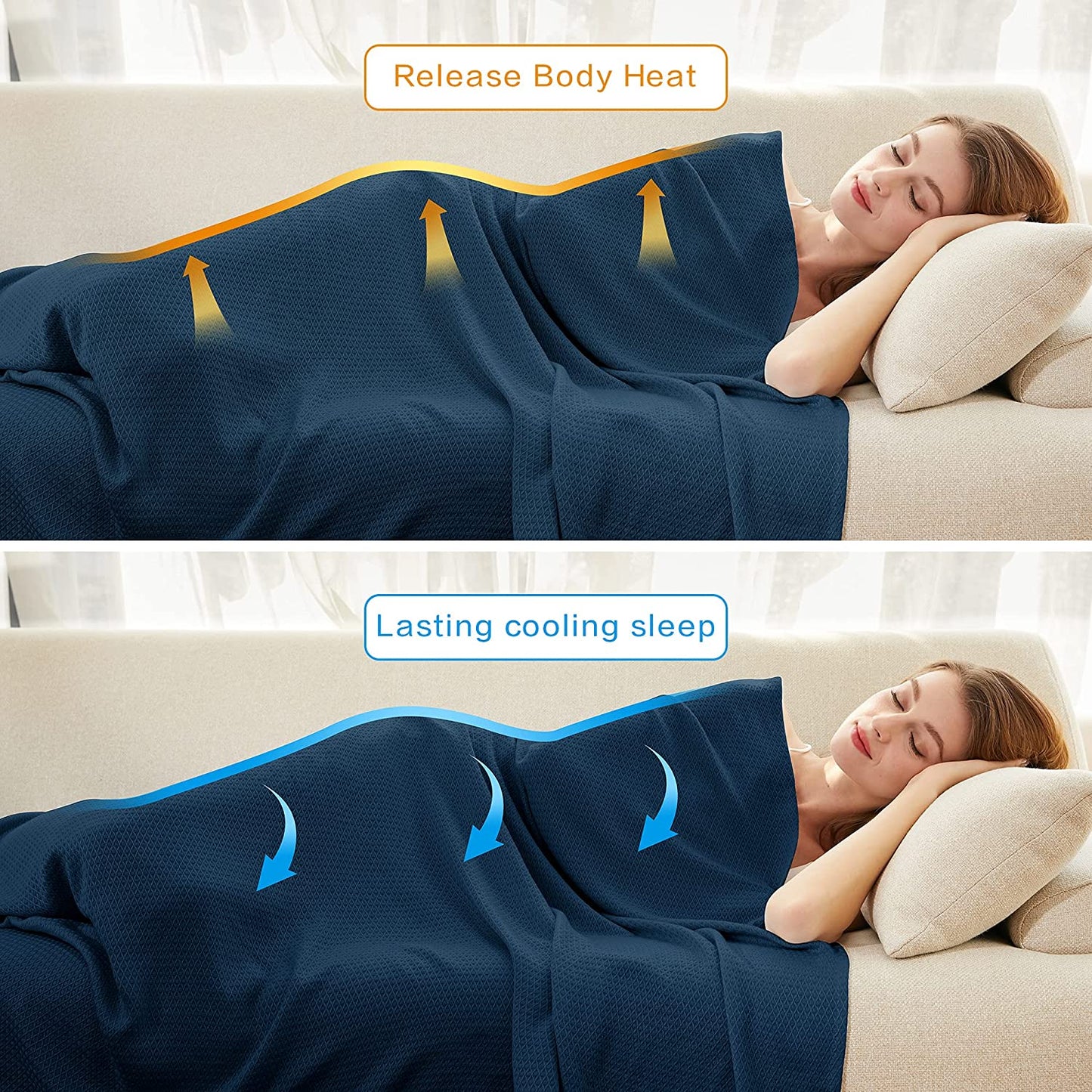 AmyHomie Cooling Blanket, 100% Bamboo Blankets for Hot Sleepers Night Sweats, Lightweight Breathable Summer Cool Blankets for Bed Couch All Season Use, with Laundry Bag Gift