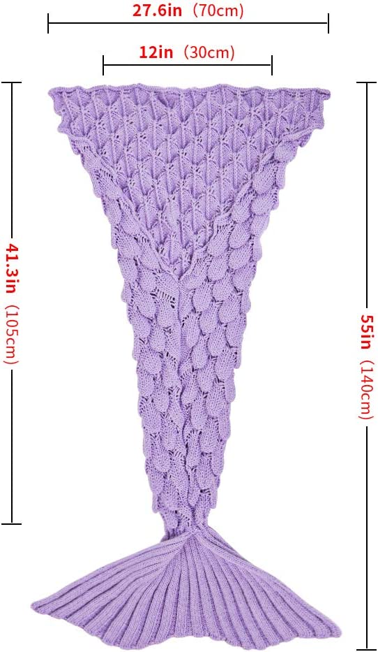 AmyHomie Mermaid Tail Blanket, Soft Crochet Sleeping Blanket for Kids Adults, Mermaid Gift for Girls