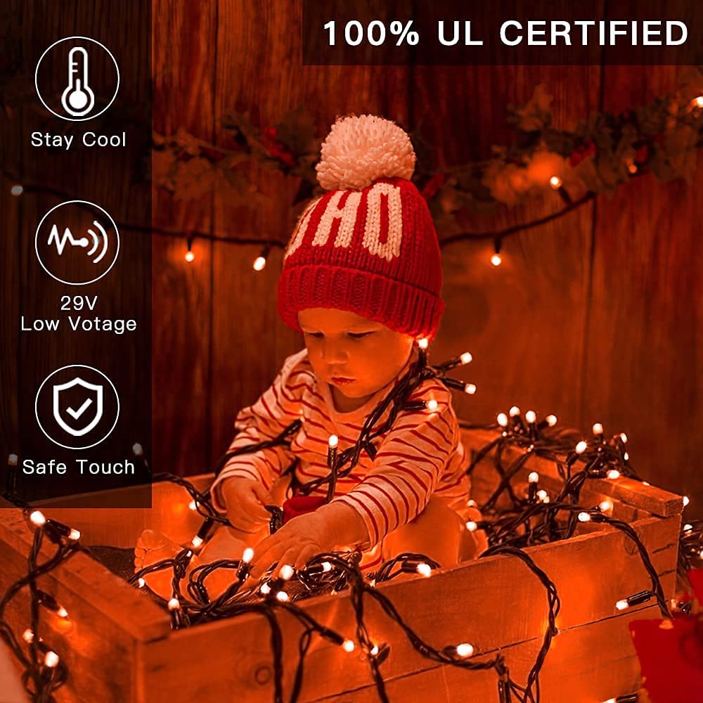 AmyHomie Blue Christmas Lights, 108Ft 300LED Halloween Lights Outdoor Waterproof, End-to-End Indoor Fairy Decorative Lights for Wedding, Party, Halloween Christmas Decor