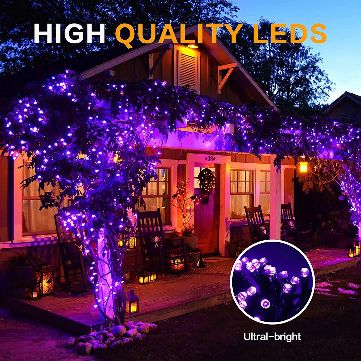 AmyHomie Blue Christmas Lights, 108Ft 300LED Halloween Lights Outdoor Waterproof, End-to-End Indoor Fairy Decorative Lights for Wedding, Party, Halloween Christmas Decor