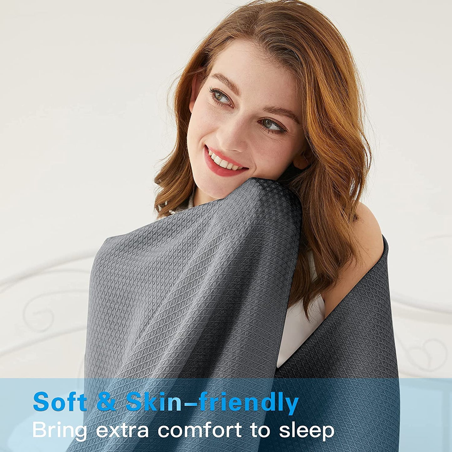 AmyHomie Cooling Blanket, 100% Bamboo Blankets for Hot Sleepers Night Sweats, Lightweight Breathable Summer Cool Blankets for Bed Couch All Season Use, with Laundry Bag Gift